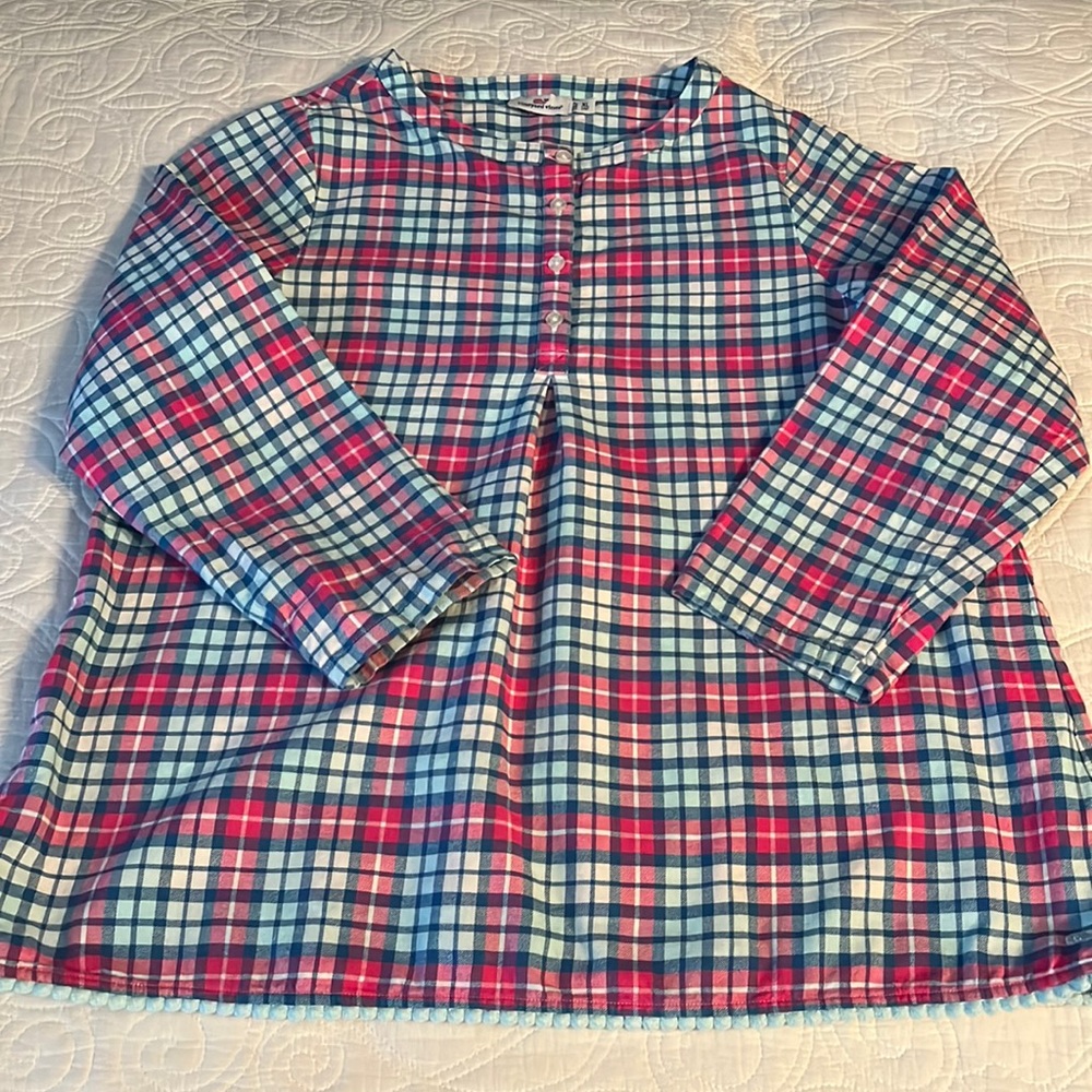 Vineyard Vines Plaid Popover Tunic Shirt, Size XL, Size 16